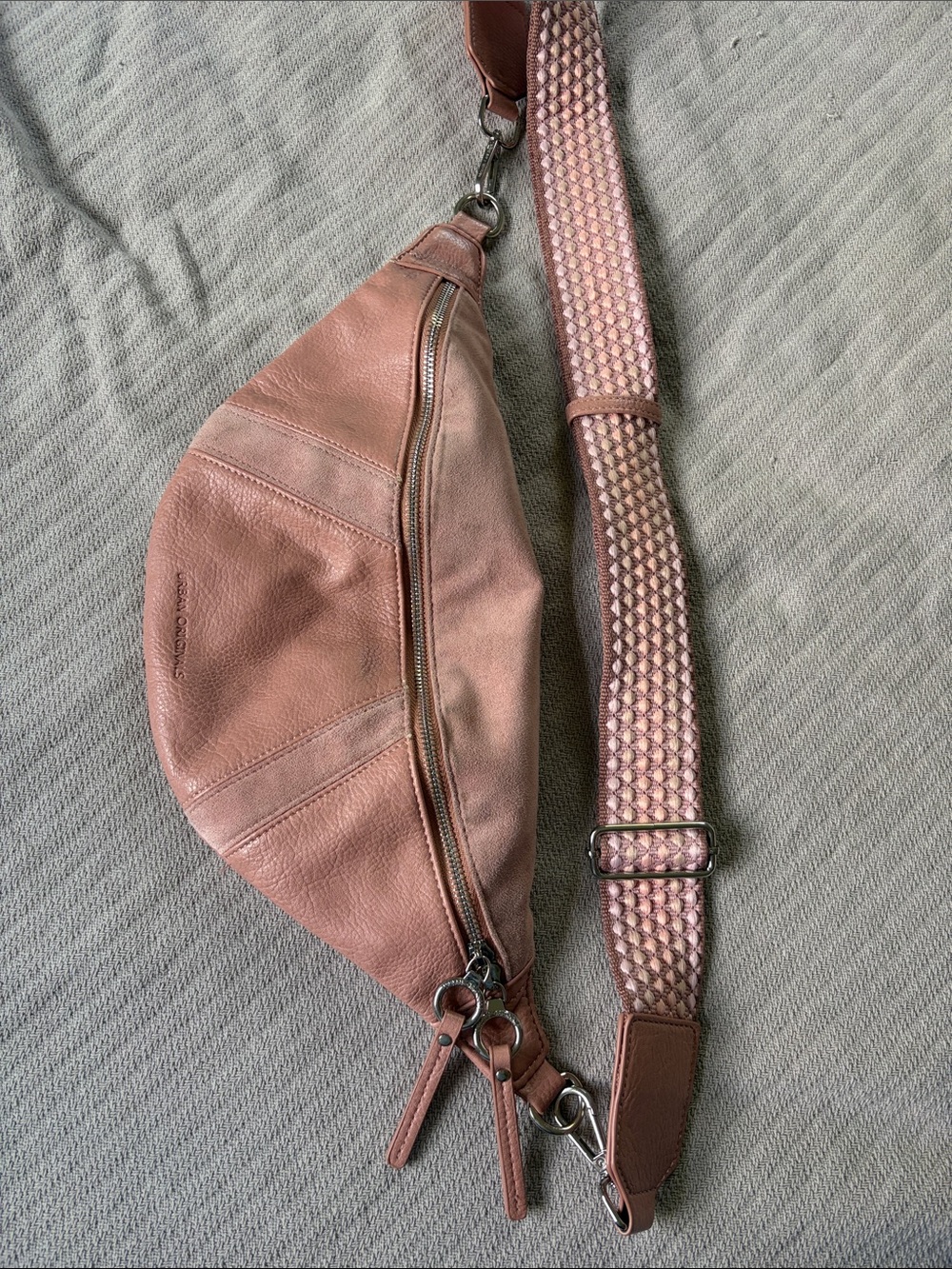 Leather Crossbody Belt Bag or sling bag in Dusty Pink